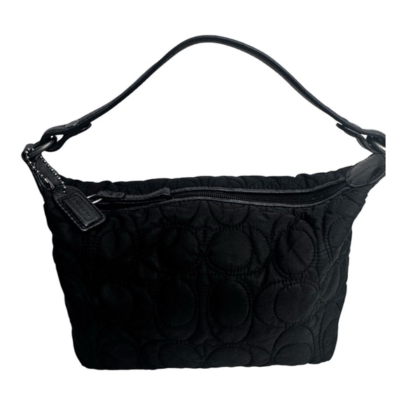 Coach Y2K Soho Quilted Mini Hobo Shoulder Bag Lather Nylon Wristlet Zipper Black - Picture 2 of 16